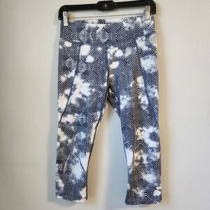 The North Face Womens Capri Leggings‎ Athletic Workout Blue White Print S
